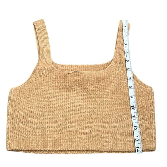 Everlane Tank Top Woman’s Size Large Cozy Knit Stretch Tan Cropped NEW - Picture 7 of 12